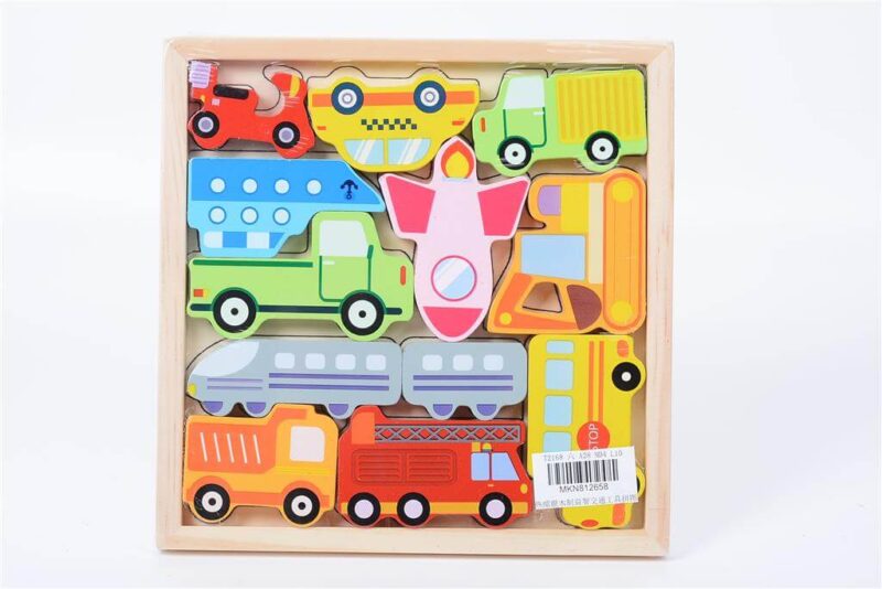 Mkt colorful 3d vehicle puzzle has soft color, the wood are made of green and healthy wood and does not hurt hand