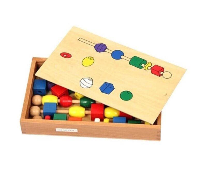 Mkt wooden beads sequencing toy stacking and sorting blocks toys