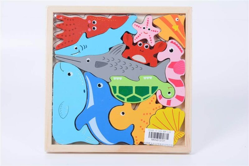 Mkt colorful 3d ocean animal puzzle has soft color, the wood are made of green and healthy wood and does not hurt hand