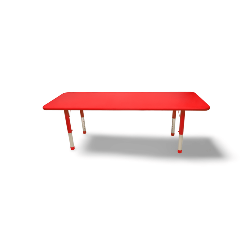 Yucai size: 180x60x37-60cm tabletop material: imported pptable legs material: steel available color: red, yellow, blue, greenthe appearance is beautiful, the color is brightit is anti-slip, and it resist to galling or dirty and easy to clean