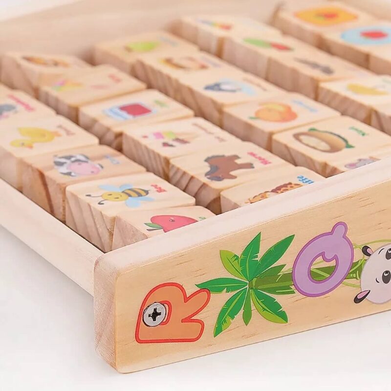 Mkt creative multi-functional wooden children toys board racks cognitive alphabet and animal