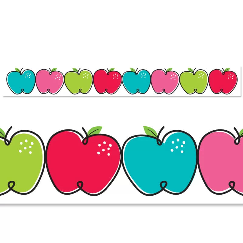 Creative teaching press <p>dress up bulletin boards, rooms, hallways, and common areas with the bright colors and whimsical designs in this doodle apples border. This versatile border is perfect for a variety of bulletin boards and classroom decoration themes.  <span style="background-color: rgb(255, 255, 255); font-family: "times new roman"; font-size: 16px;">these new ez borders come in smaller strips, which are easier to manage and store. Each package comes with enough borders to complete 2 full bulletin boards. </span></p><ul><li>24, 24 inch strips</li><li>48 feet per package</li><li>width: 3"</li></ul>