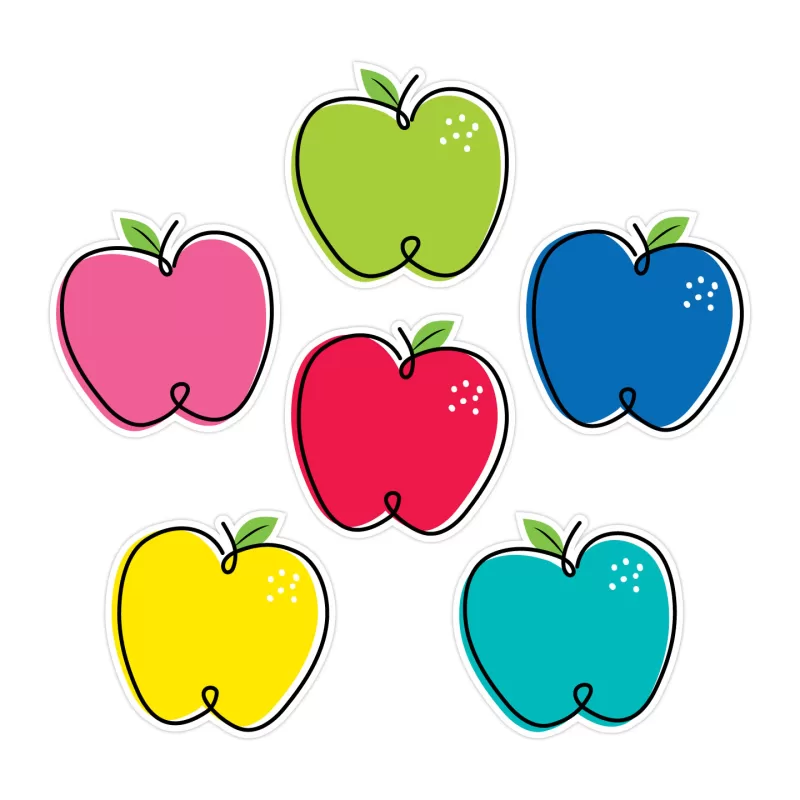 Creative teaching press <p>dress up bulletin boards, rooms, hallways, and common areas with bright colors and these whimsical designs. These versatile doodle apples 6" designer cut-outs are perfect for crafting projects, game pieces, holiday and seasonal decorating, writing notes or invitations, memory games, door or cubby tags, and more! </p><ul><li>36 pieces per package</li><li>6 each of 6 designs</li></ul>