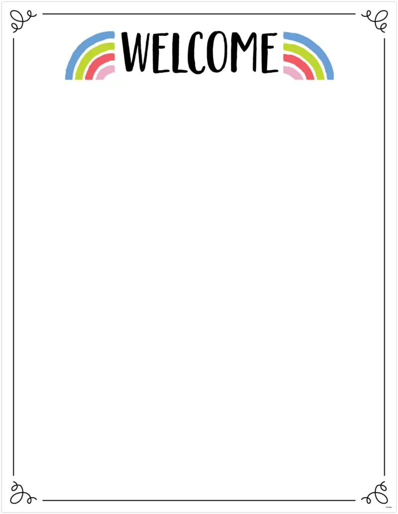 Creative teaching press <p>add in some color wherever you need it with this rainbow doodles welcome chart! Multi-colored rainbows are sprinkled with doodle loops to create a fresh, easy design that can be used anywhere. Perfect for use in any school, home, or office setting. </p><p>chart measures 17" x 22"</p><p>back of chart includes reproducibles and activity ideas. </p>
