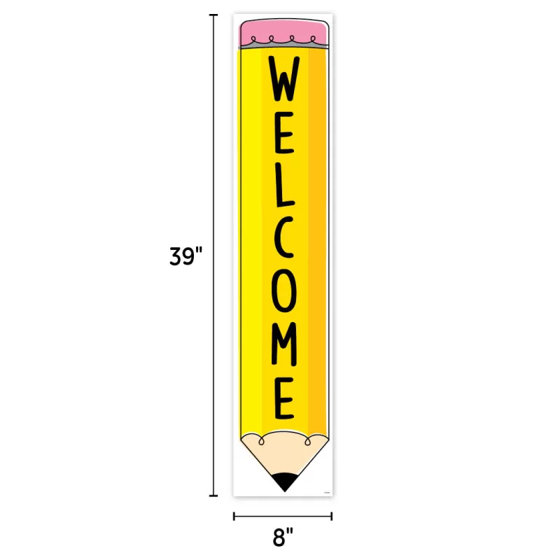 Creative teaching press <p>use this doodle pencil welcome banner anywhere you need a bright message or bit of inspiration! This versatile 2-sided banner features a different message on each side—side 1: “welcome” and side 2: “success begins with a sharp mind. ” it can be used during back-to-school to welcome students and parents then flipped over for a motivational message for the rest of the school year. </p><p>the bright design and positive messages make this banner perfect to use in so many places—the classroom, home, a school office, a hallway, a daycare, and more! The fully assembled banner measures over 3 feet wide! </p><ul><li>2-sided</li><li>39" x 8"</li></ul>