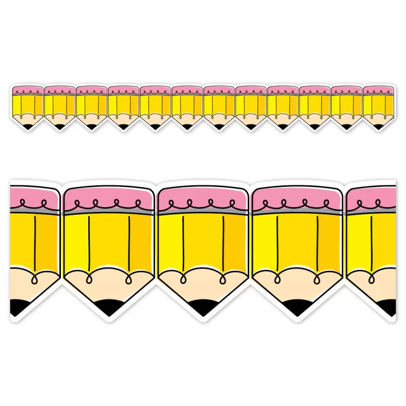 Creative teaching press the chunky pencils on this doodle pencils ez border are a fun way to trim any bulletin board or display. Perfect for a variety of bulletin boards and classroom decoration themes, including those related to writing and early childhood. These new ez borders come in smaller strips, which are easier to manage and store. Each package comes with enough borders to complete 2 full bulletin boards. <ul> <li>24, 24-inch strips</li> <li>48 feet per package</li> <li>width: 3"</li> </ul>