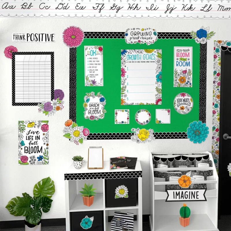 Creative teaching press <p>growing great minds is the theme of this blooming minds bulletin board. Pieces offer encouraging tips for student success and a place for recording class goals. The fresh, casual design features flowers in slightly pastel colors popping on a white background, perfect for brightening any space. </p><p>the 20-piece set contains:</p><ul><li>growing great minds sign: 14. 375”w x 7. 625”h</li><li>___ grade is in full bloom sign: 10. 125"w x 12. 5"h</li><li>look who's blooming sign: 8. 5"w x 9. 375"h</li><li>blue flower bunch: 11. 5"w x 8"h</li><li>yellow flower bunch: 10. 75"w x 6. 625"h</li><li>multi-color flower bunch (yellow center): 11. 75"w x 8. 75"h</li><li>multi-color flower bunch (purple flower) 12"w x 7. 375"h</li><li>small orange flower w/ leaves: 8"w x 5. 75"h</li><li>small purple flower: 5. 5"w x 5. 5"h</li><li>small pink flower: 6. 125"w x 6"h</li><li>large turquoise flower: 9. 75"w x 10"h</li><li>large blue flower: 11. 25"w x 11. 5"h</li><li>large pink flower: 10"w x 9. 875"h</li><li>large doodle leaf: 3. 875"w x 7. 625"h</li><li>small doodle leaf: 2. 625"w x 4. 5"h</li><li>small green leaf: 2. 5"w x 4. 875"h</li><li>growth goals chart: 17. 5"w x 24"h</li><li>young minds bloom in this room mini poster: 8"w x 17. 5"h</li><li>ready, set, grow mini poster: 8"w x 17. 5"h</li><li>it's ok to… mini poster: 8"w x 17. 5"h</li></ul>