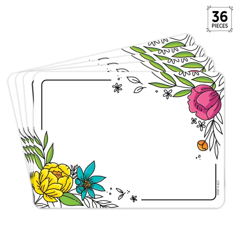 Creative teaching press <p>these bright, floral-themed labels are great as name tags for visitors, new students, trips, parties, orientations and visitations, or to label storage areas, folders, and books. </p><ul><li>self-adhesive</li><li>3 ½" x 2 ½"</li><li>36 labels per package</li></ul>