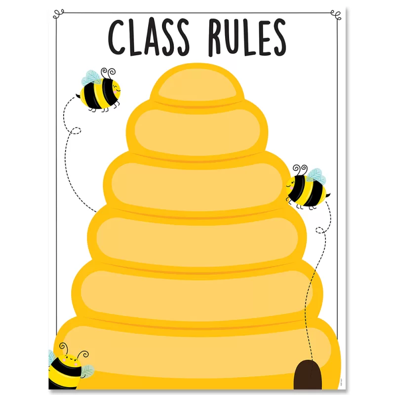 Creative teaching press <p>the bright colors and fun designs in this busy bees class rules chart makes this chart a stylish way to organize and communicate important information in any classroom. Back of chart includes reproducibles and activity ideas to reinforce skills. </p>