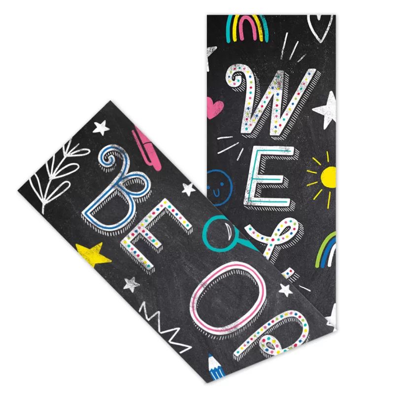 Creative teaching press <p>this vibrant and versatile 2-sided banner features a different message on each side—side 1: “welcome” and side 2: “be original. ” it can be used during back-to-school to welcome students and parents then flipped over for a motivational message the rest of the school year. </p><p>the fully assembled banner measures over 3 feet wide! </p><p>2-sided</p>