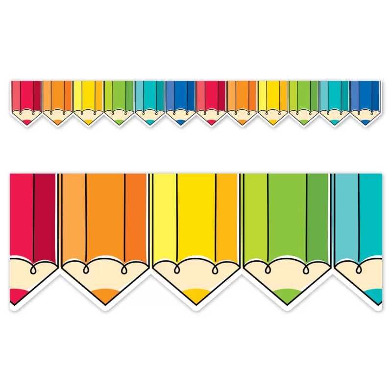 Creative teaching press this colorful doodle pencils ez border features a rainbow-like array of stubby colored pencils. Use it by itself or layer it with another border for a unique look. Perfect for use on bulletin boards in a wide variety of classroom, office, and school settings. These ez borders come in smaller strips, which are easier to manage and store. Each package comes with enough borders to complete 2 full bulletin boards. 24, 24-inch strips 48 feet per package