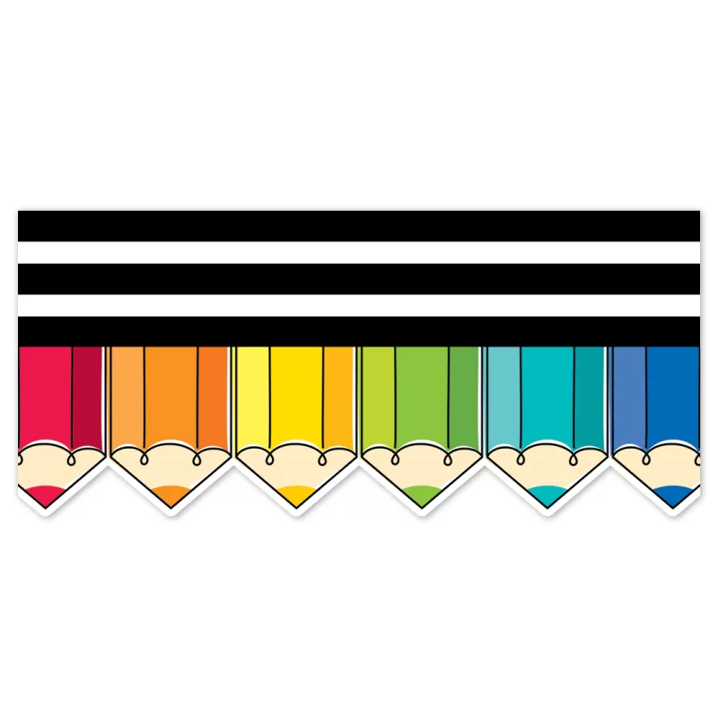 Creative teaching press this colorful doodle pencils ez border features a rainbow-like array of stubby colored pencils. Use it by itself or layer it with another border for a unique look. Perfect for use on bulletin boards in a wide variety of classroom, office, and school settings. These ez borders come in smaller strips, which are easier to manage and store. Each package comes with enough borders to complete 2 full bulletin boards. 24, 24-inch strips 48 feet per package