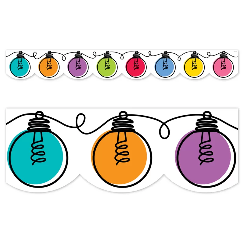 Creative teaching press <p>bring the festive look of a backyard party to your bulletin board displays with the simulated strand of bright bulbs featured on the colorful doodle lights ez border. Perfect for use on bulletin boards in a wide variety of classroom, office, and school settings. These ez borders come in smaller strips, which are easier to manage and store. Each package comes with enough borders to complete 2 full bulletin boards. </p><p>24, 24-inch strips</p><p>48 feet per package</p>
