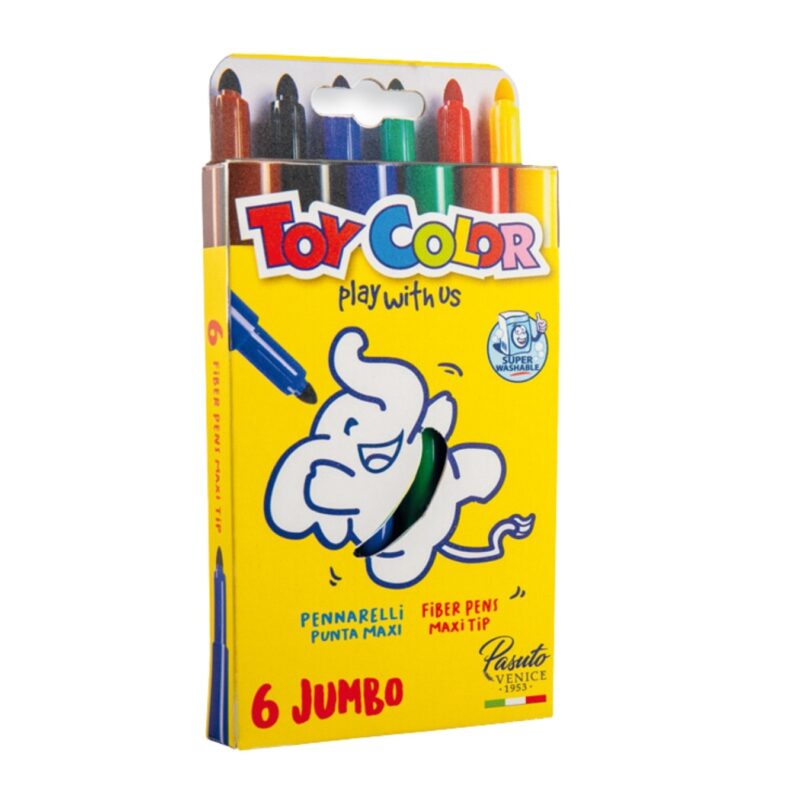 Toy color jumbo fibre pens 1x6 - watercoloring colors by toy color