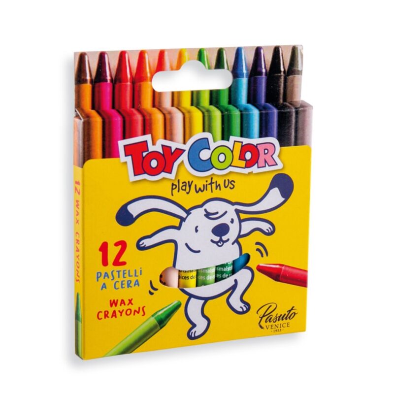 توي كولور أقلام الشمع المستديرة. بقطر 8 ملم. متوفر في 12 لونًا، في علبة مريحة وخفيفة الوزن. الألوان مشرقة وغير شفافة ويمكن غسلها بسهولة باليدين بالماء والصابون.
