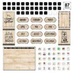 ⁦مجموعة تقويم أسود وأبيض وخشبي للوحة الإعلانات⁩ - الصورة ⁦2⁩