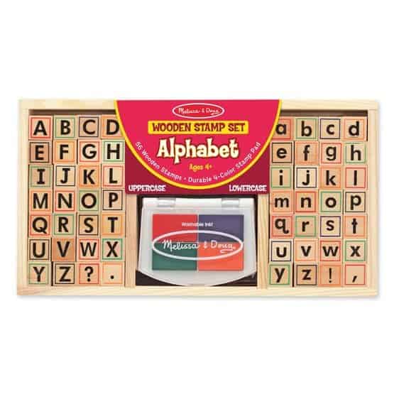 Wooden alphabet stamp set for kids
