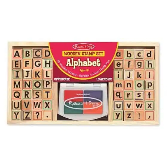 Wooden alphabet stamp set for kids