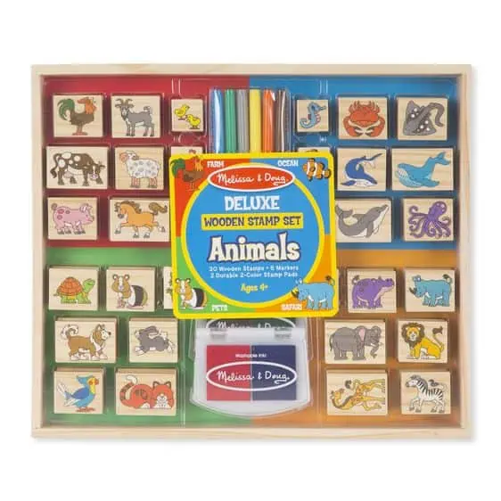 Wooden animal stamp set for kids