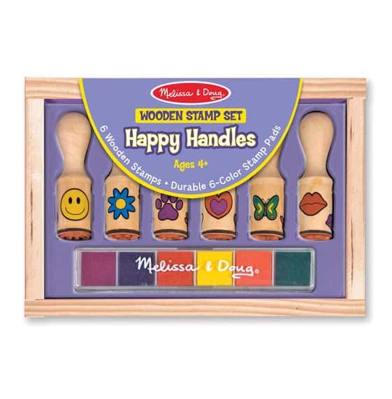 Colorful wooden stamp set for kids