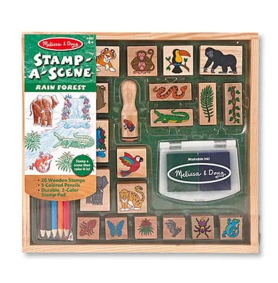 Wooden stamp set for rainforest scenes