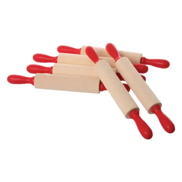 Small rolling pins with red handles
