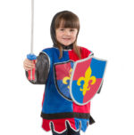 Child in knight costume with sword