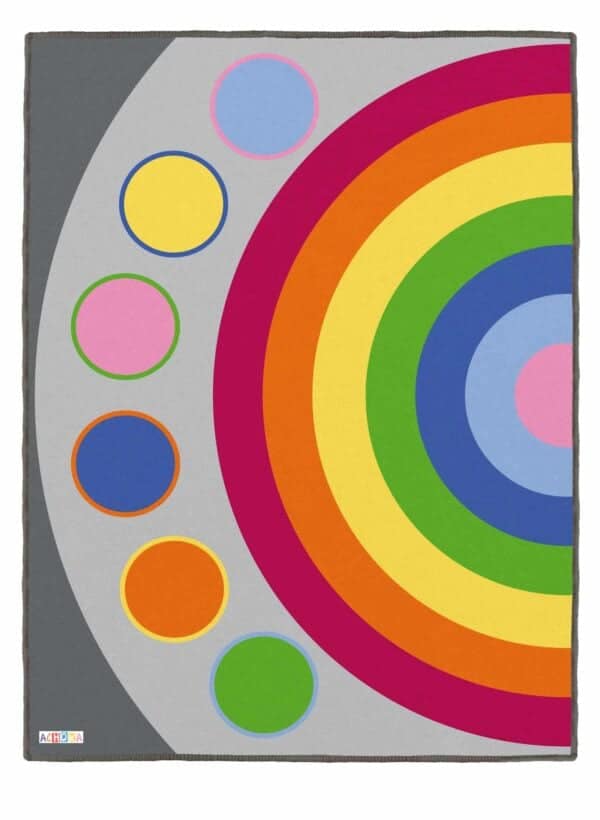 Colorful concentric circles on gray