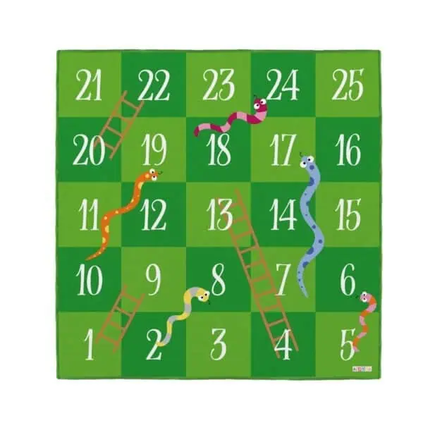 Colorful snakes and ladders game board