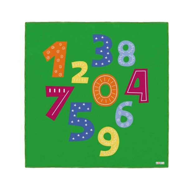 Colorful numbers on green background