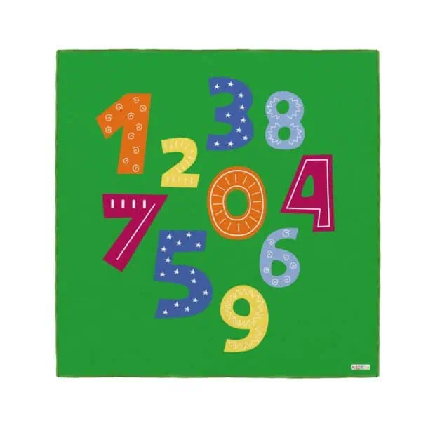Colorful numbers on green background