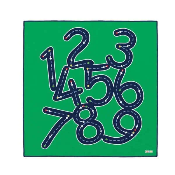 Colorful road-themed number playmat