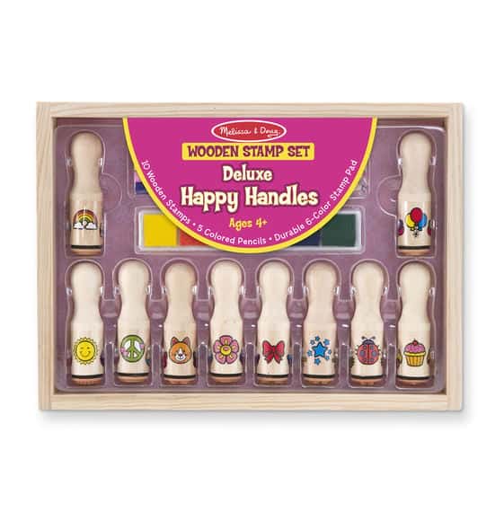 Wooden stamp set with colorful designs