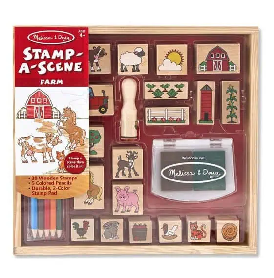 Farm-themed stamp and coloring kit