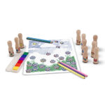 Art supplies and coloring activity setup