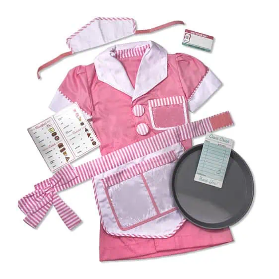 Pink waitress costume with accessories
