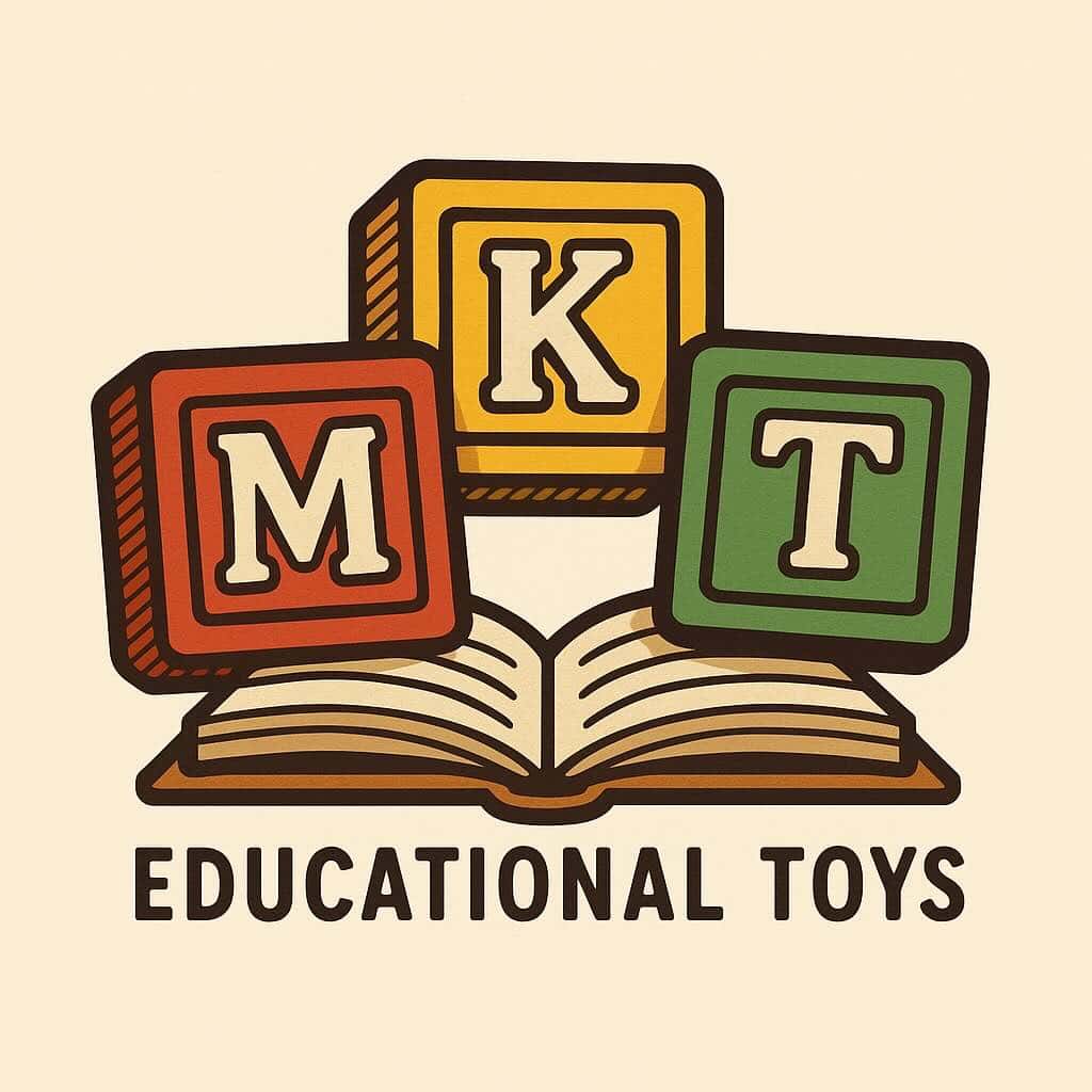 Bright, kid-friendly educational toy blocks with letters, accompanying open book for learning.
