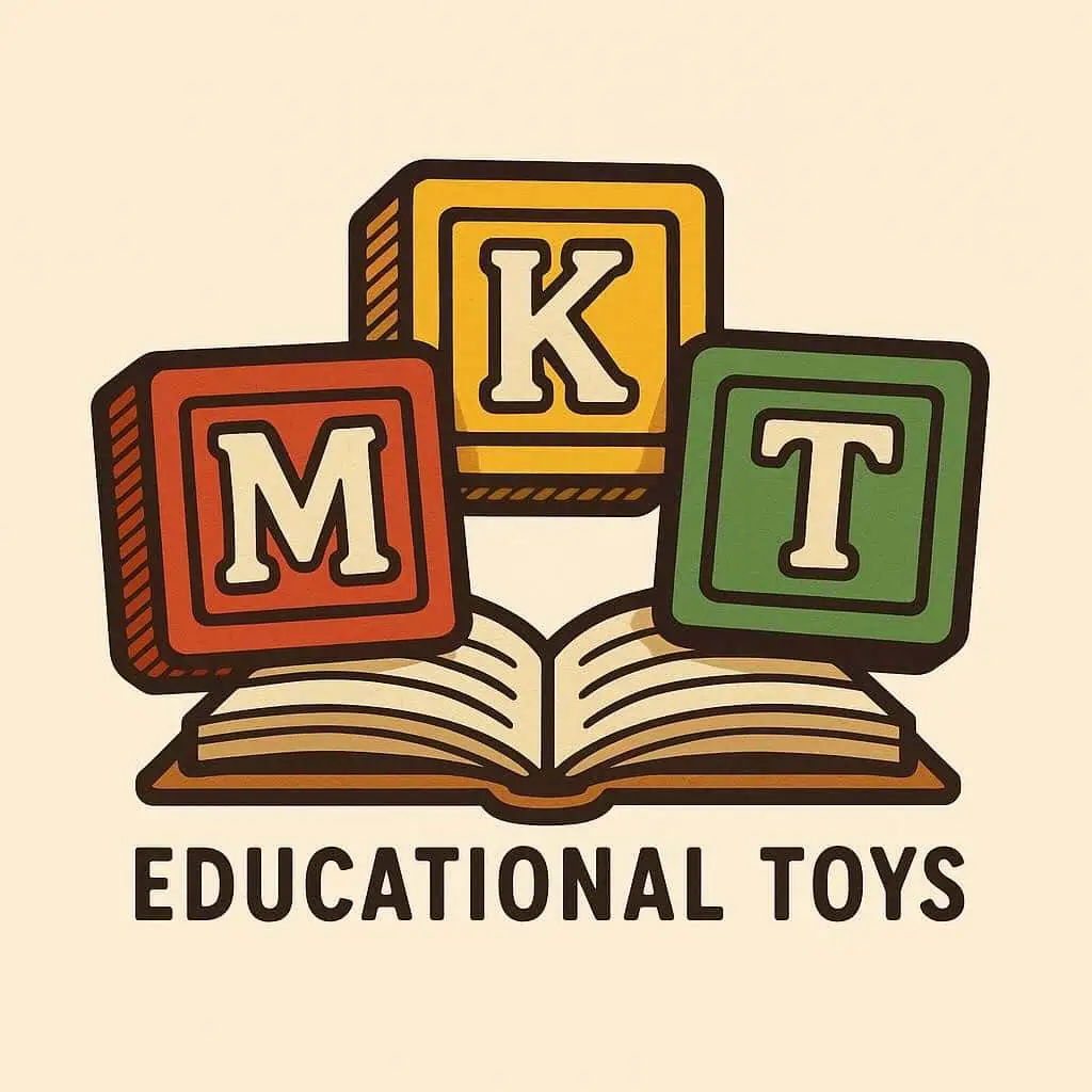 Bright, kid-friendly educational toy blocks with letters, accompanying open book for learning.