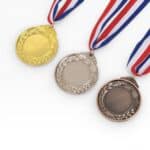 Round Silver Metal Medal — Sport Award Medal with Ribbon