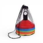Multi-Color Disc Cone Set 50pcs with Iron Rack & Mesh Bag — 22g Soccer Training
