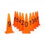 Numbered Training Cones 0–9 (23cm) — Set of 10 Football Drill Cones