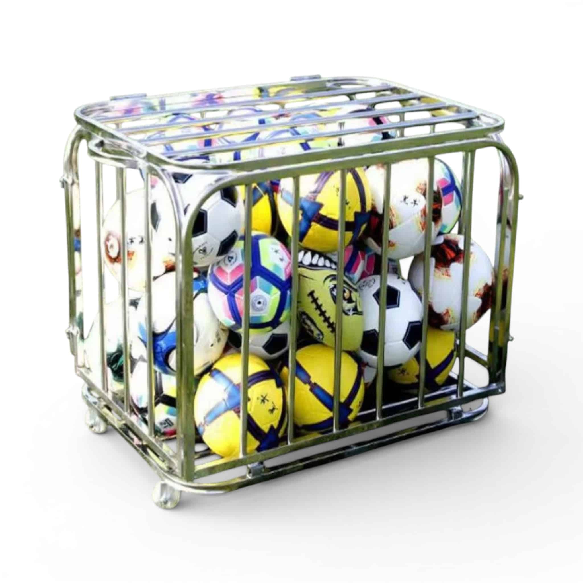 SPE-STO-SA186-M-CHR-2.jpg Chrome Stainless Steel Ball Trolley (Medium) — Compact Ball Cart