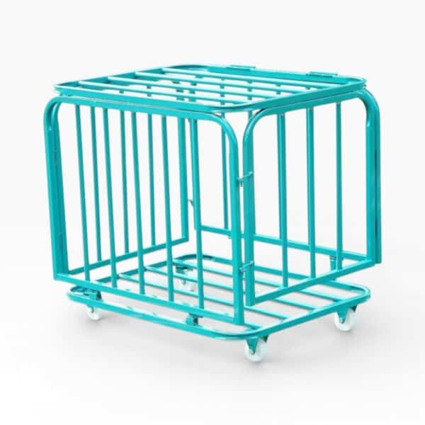 Blue Steel Ball Trolley (Medium) — with Wheels