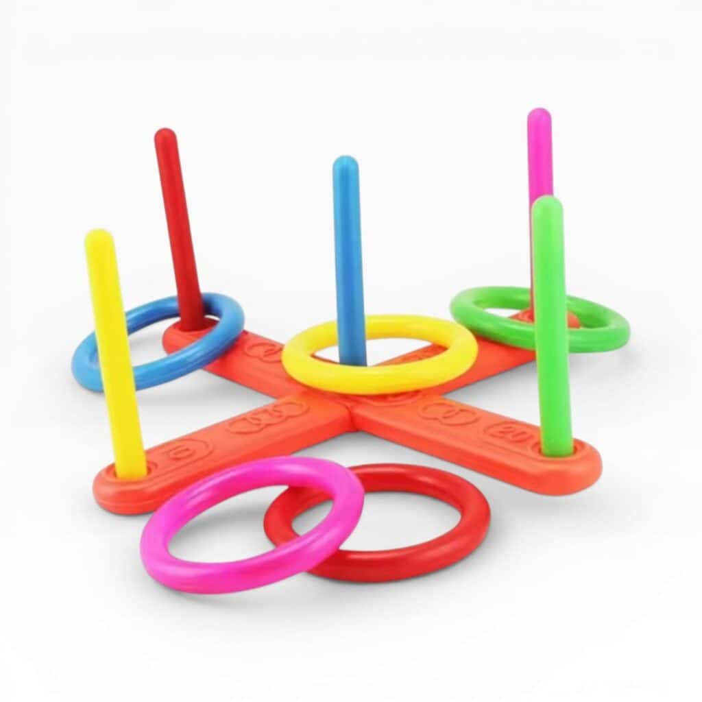 Plastic Hoop Ring Toss Game — Indoor Kids Toss Set with 5 Rings