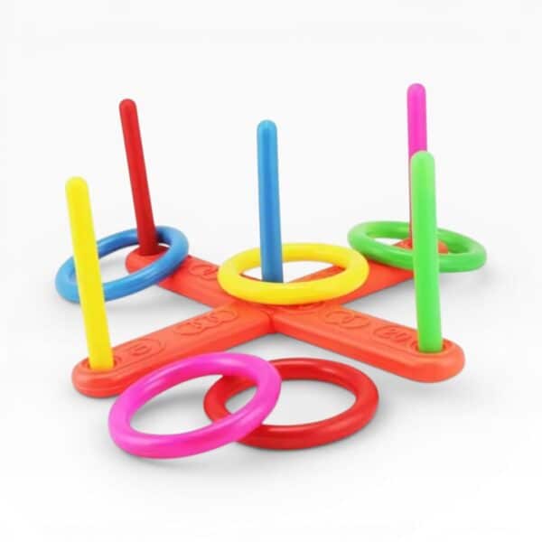 Plastic Hoop Ring Toss Game — Indoor Kids Toss Set with 5 Rings
