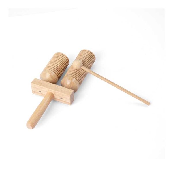 Two-Tone Wood Block 10.2×26 cm | Guiro Block with Beater