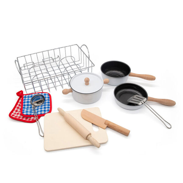 Mini Kitchen Play Set 12 Pieces | Pots, Pans & Utensils for Kids
