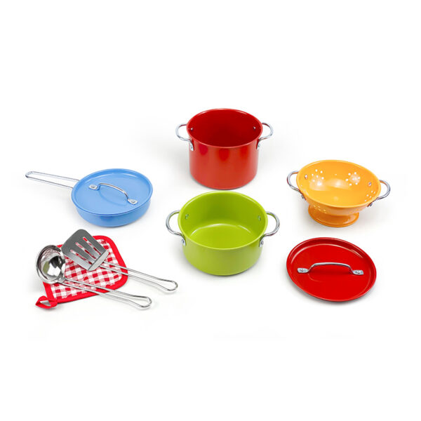 Stainless Steel Play Pots & Pans Set 9 Pieces | Toy Cookware