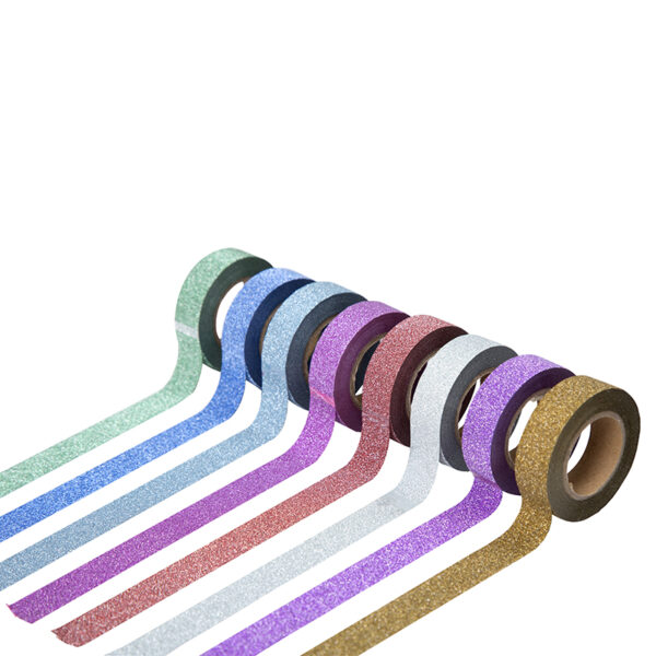 Glitter Washi Tape Set of 8 | 15 mm × 10 m Paper Tape