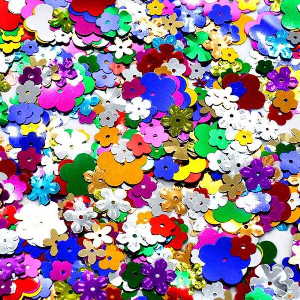 Flower Sequins 50 g Mixed Sizes | Shaped Craft Sequins for Collage